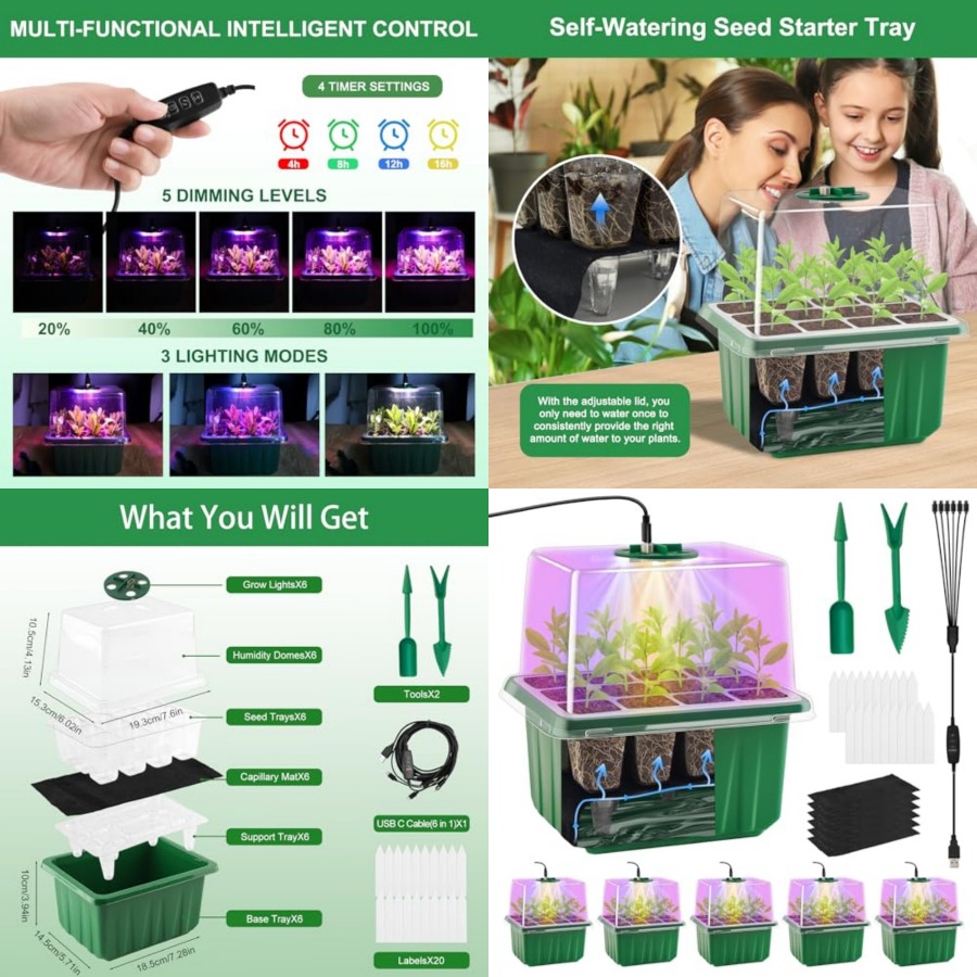 Humidity Dome Kit - Plateau de semis avec éclairage, lot